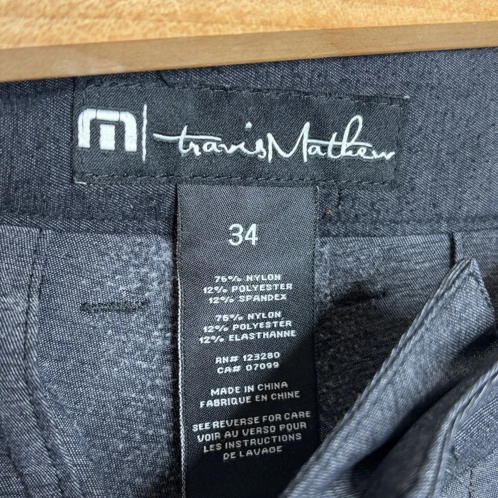 Travis Mathew Shorts Charcoal Gray Mens Size 34 Tech Golf Performance Stretch